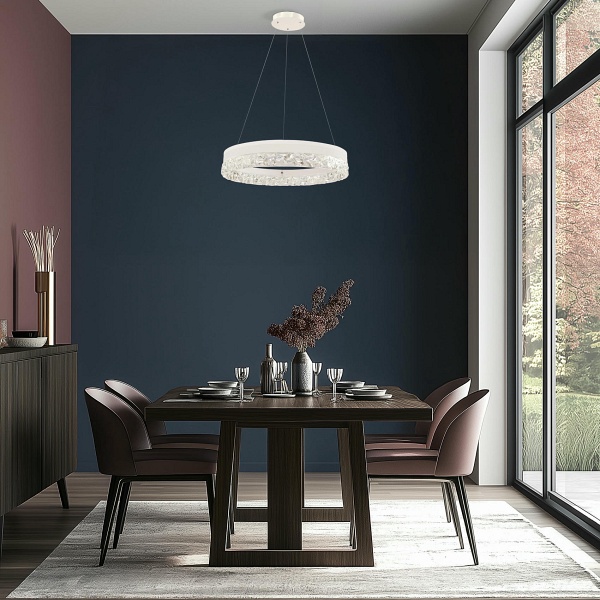 Frozi Lampa Wisząca Biały 32W Led 3000K Kryształki Bezbarwne Candellux