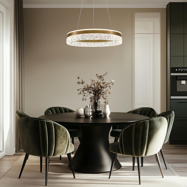 Frozi Lampa Wisząca Złoty 32W 3000K Led Kryształki Bezbarwne Candellux