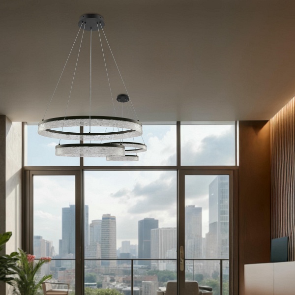 Frozi Lampa Wisząca Czarny 38W Led 3000K Kryształki Bezbarwne Candellux