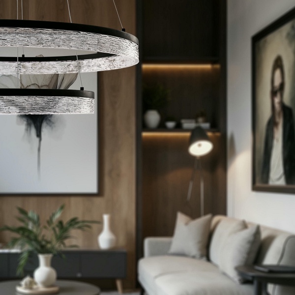 Frozi Lampa Wisząca Czarny 38W Led 3000K Kryształki Bezbarwne Candellux