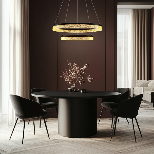 Frozi Lampa Wisząca Czarny 38W Led 3000K Kryształki Bezbarwne Candellux