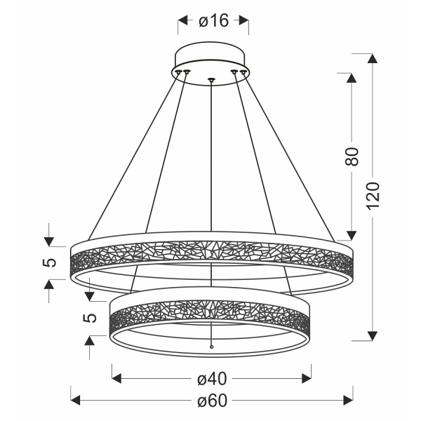 Frozi Lampa Wisząca Czarny 38W Led 3000K Kryształki Bezbarwne Candellux