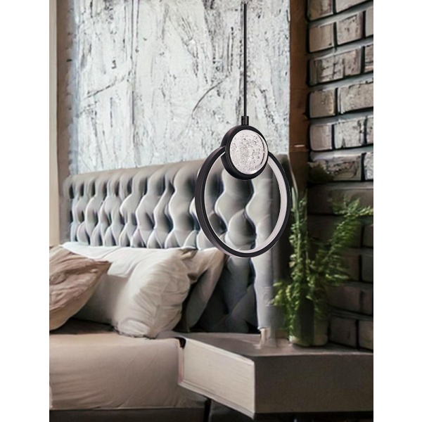 Lacrima Lampa Wiszaca 20Cm Czarny 15W Led 3000K Maskownica Biała Candellux