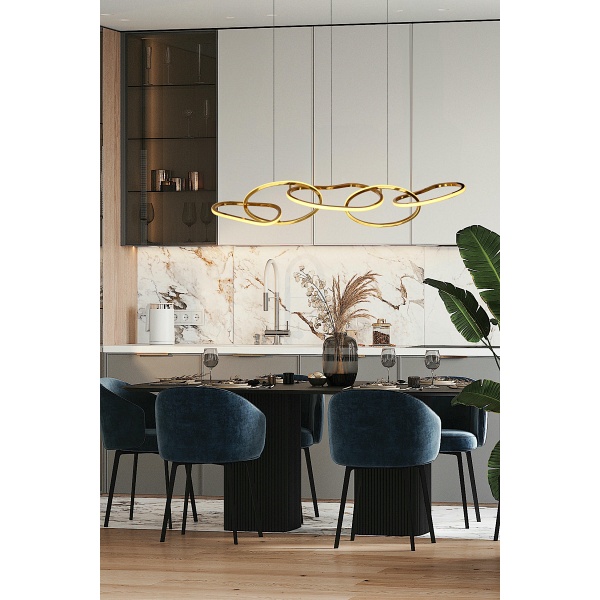 Anneli Lampa Wisząca Francuskie Złoto 45W Led 3000K Maskownica Biała Candellux