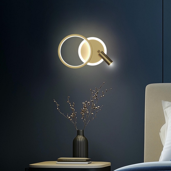 Monet Lampa Kinkiet Koło Złoty 18W Led 3000K Klosz Biały Candellux