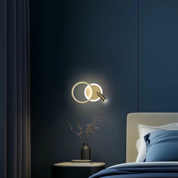 Monet Lampa Kinkiet Koło Złoty 18W Led 3000K Klosz Biały Candellux