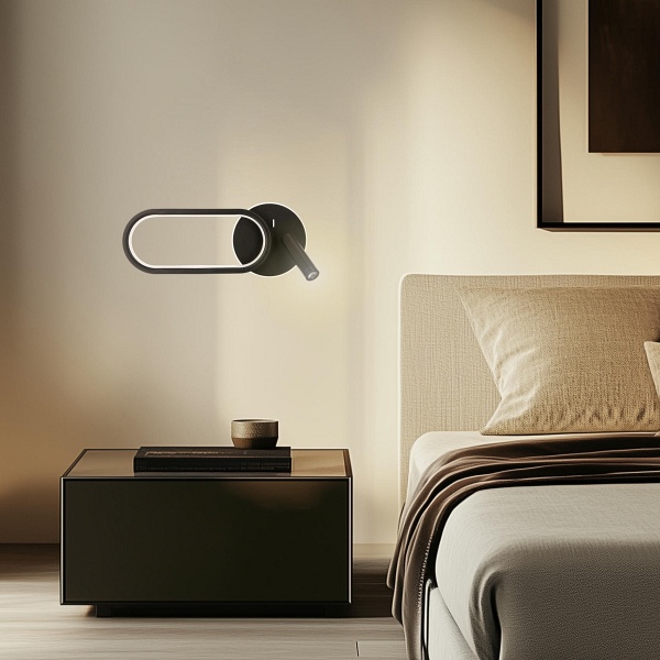 Monet Lampa Kinkiet Owal Czarny 13W Led 3000K, 4000K, 6000K Klosz Biały Candellux