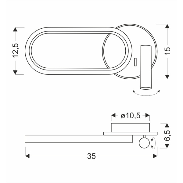 Monet Lampa Kinkiet Owal Czarny 13W Led 3000K, 4000K, 6000K Klosz Biały Candellux