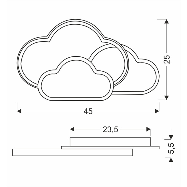 Oblaci Lampa Sufitowa Plafon Złoty 24W Led 2800-6500K Maskownica Biała Z Pilotem Candellux