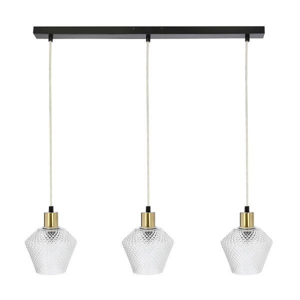 Greniko Lampa Wisząca Czarny 3X40W E14 Klosz Bezbarwny Candellux