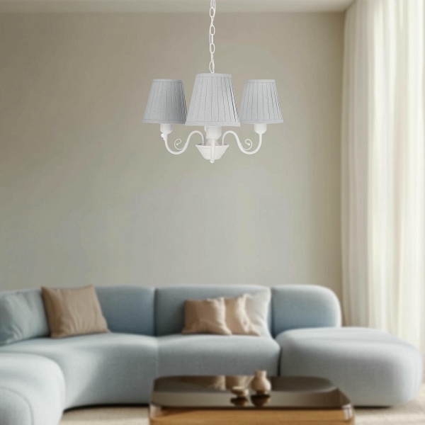 Firez Lampa Wisząca Biały 3X40W E27 Abażur Szary Candellux