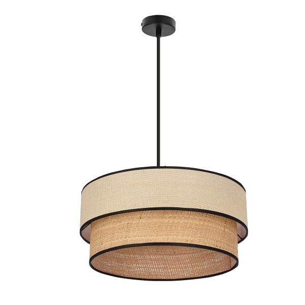 Lorenzo Lampa Wisząca Czarny 1X60W E27 Abażur Kremowy Z Czarną Oblamówką Candellux