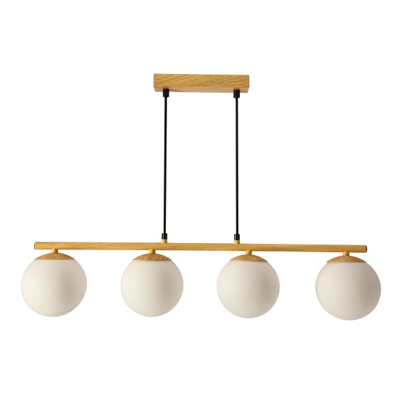 Carrine Lampa Wisząca Drewniany 4X40W E14 Klosz Biały Candellux