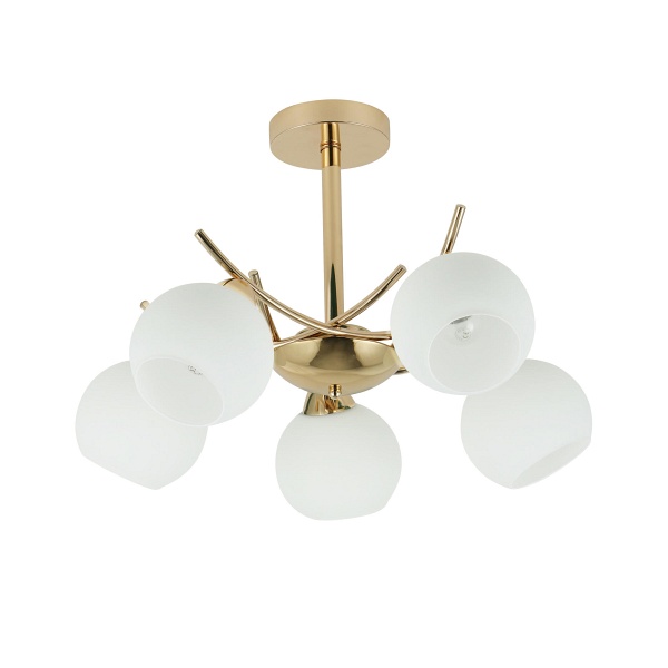 Amos Lampa Wiszaca Złoty 5X40W E27 Klosz Biały Candellux