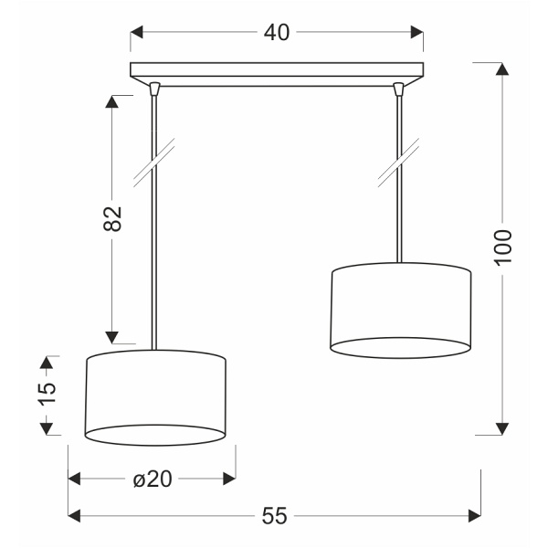 Pandy Lampa Wisząca Czarny 2X40W E27 Abażur Czarny+Złoty Candellux