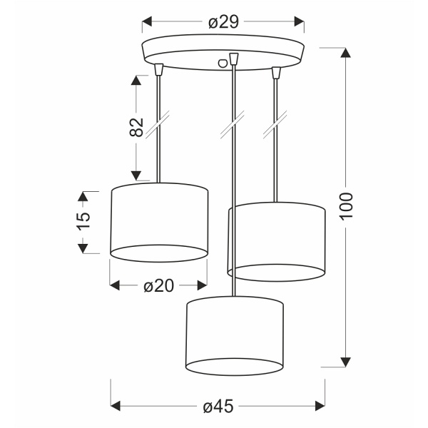 Pandy Lampa Wisząca Czarny Talerz 3X40W E27 Abażur Szary+Złoty Candellux