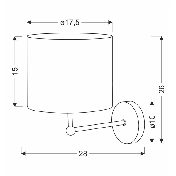 Topi Lampa Kinkiet Czarny 1X40W E27 Abażur Kremowy Candellux