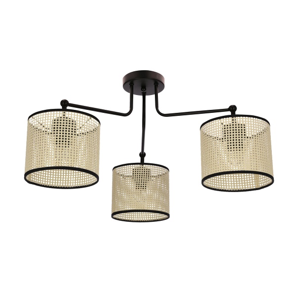 Topi Lampa Wisząca Czarny 3X40W E27 Abażur Kremowy Candellux