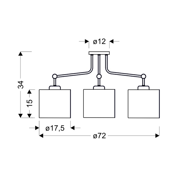 Topi Lampa Wisząca Czarny 3X40W E27 Abażur Kremowy Candellux
