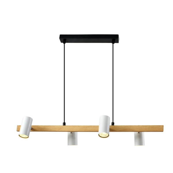 Xilo Lampa Sufitowa Czarny+Drewniany 4X25W Gu10 Klosz Biały Candellux