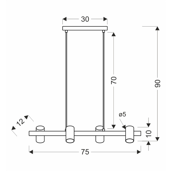 Xilo Lampa Sufitowa Czarny+Drewniany 4X25W Gu10 Klosz Biały Candellux