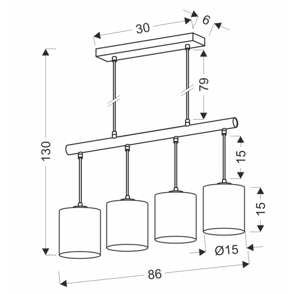 Combi Lampa Wisząca Czarny 4X60W E27 Abażur Beżowy Candellux
