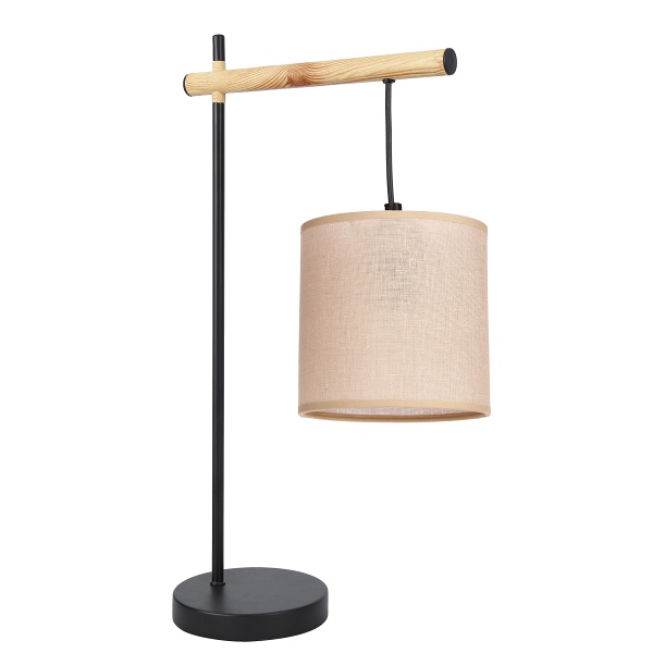 Combi Lampa Stołowa Czarny 1X60W E27 Abażur Beżowy Candellux