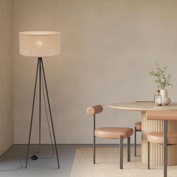 Shanti Lampa Pod³Ogowa Czarny 1X40W E27 Abażur Beżowy Candellux