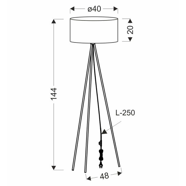 Shanti Lampa Pod³Ogowa Czarny 1X40W E27 Abażur Beżowy Candellux