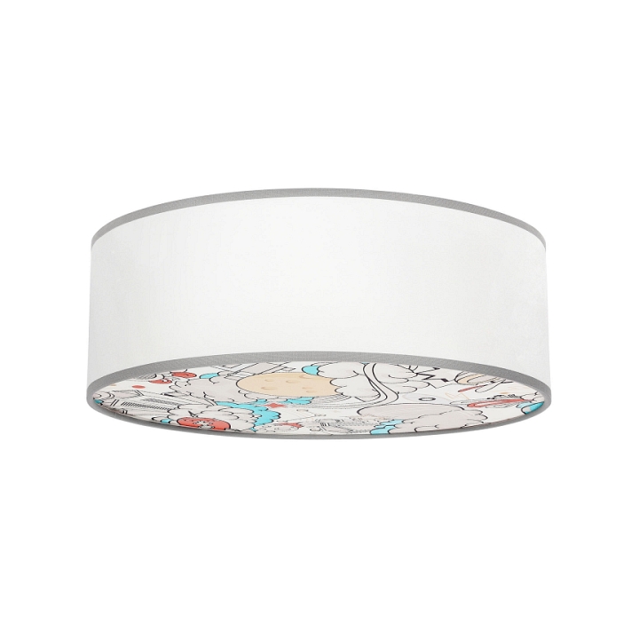 Plafon Kiddy 38 biały tkanina z szarą oblamówką dziecięca oświetleniowa pokój dziecka 2x40w - Candellux
