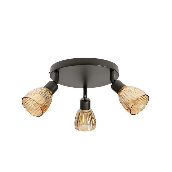 Lampa sufitowa Amcos czarna bursztynowe 3x40w - Candellux