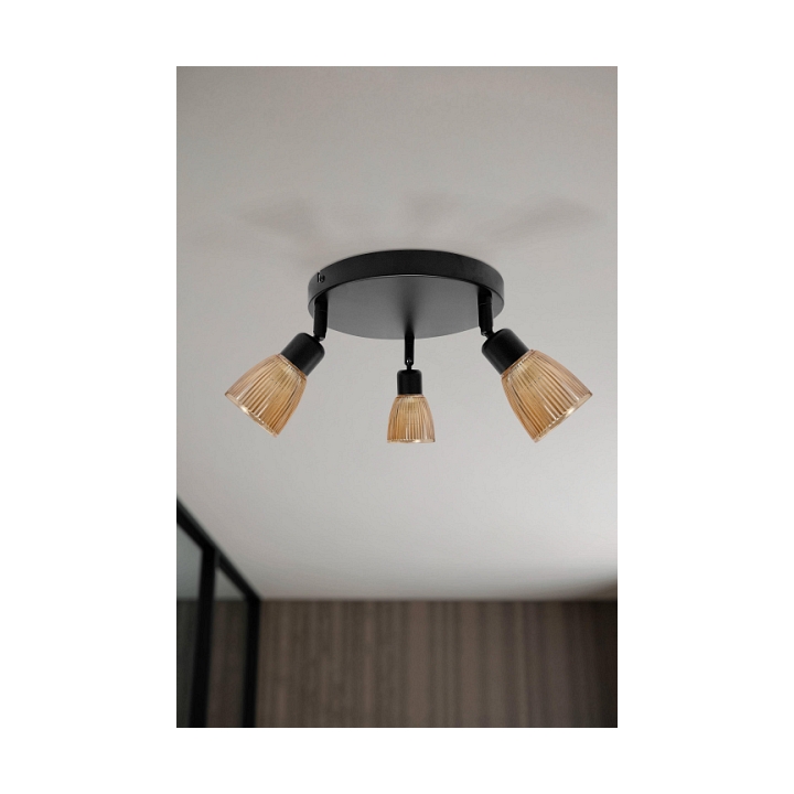 Lampa sufitowa Amcos czarna bursztynowe 3x40w - Candellux