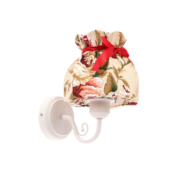 Rozano Lampa Kinkiet Biały 1X40W E27 Abażur Kwiatowy Candellux