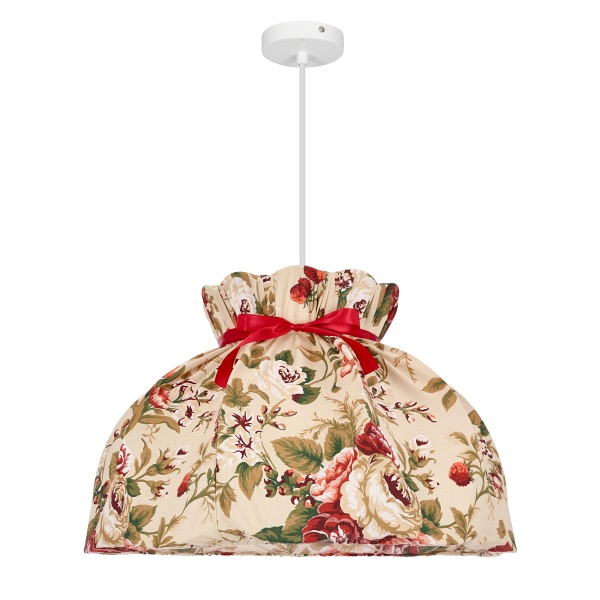 Rozano Lampa Wisząca Biały 1X40W E27 Abażur Kwiatowy Candellux