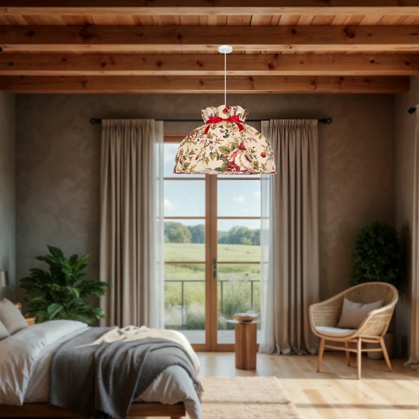 Rozano Lampa Wisząca Biały 1X40W E27 Abażur Kwiatowy Candellux