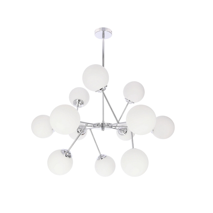 Lampa wisząca Belweder chromowana biała żyrandol dużych 12x40w - Candellux
