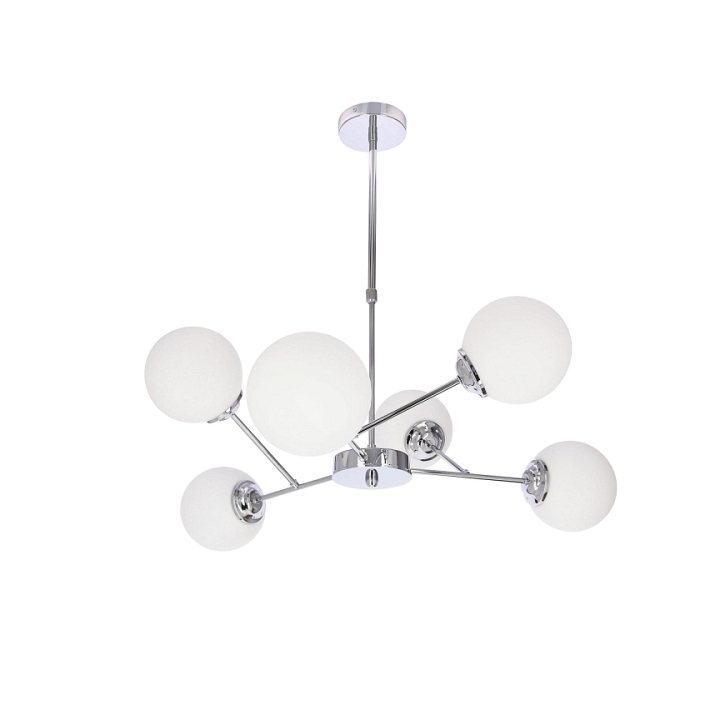 Lampa wisząca Belweder chromowana biała żyrandol styl 6x40w - Candellux