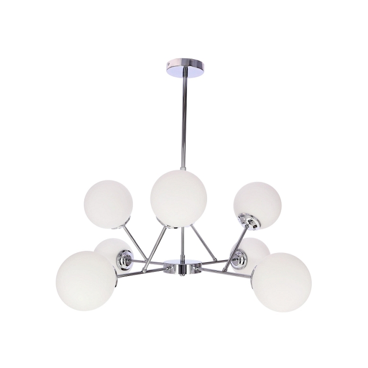Lampa wisząca Belweder chromowana biała żyrandol błyszcząca 8x40w - Candellux