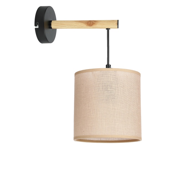 Combi Lampa Kinkiet Czarny 1X60W E27 Abażur Beżowy Candellux