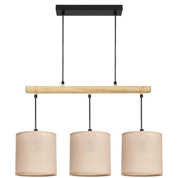 Combi Lampa Wisząca Czarny 3X60W E27 Abażur Beżowy Candellux