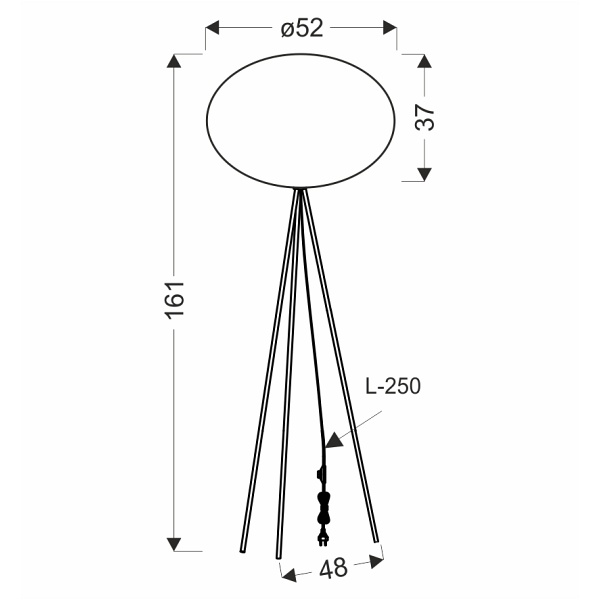 Mellow Lampa Podłogowa Czarny 1X40W E27 Abażur Mist 52 Czarny Kula Candellux