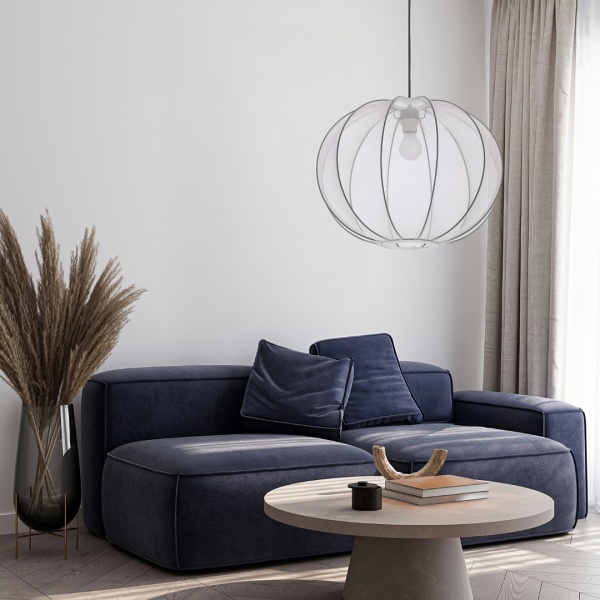 Mellow Lampa Wisząca Czarny 1X40W E27 Abażur Mist 52 Biały Kula Candellux