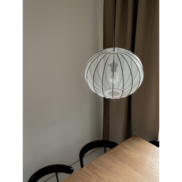 Mellow Lampa Wisząca Czarny 1X40W E27 Abażur Mist 52 Biały Kula Candellux