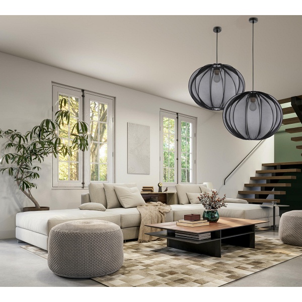 Mellow Lampa Wisząca Czarny 1X40W E27 Abażur Mist 52 Czarny Kula Candellux