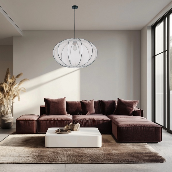 Mellow Lampa Wisząca Czarny 1X40W E27 Abażur Mist 60 Biały Kula Candellux