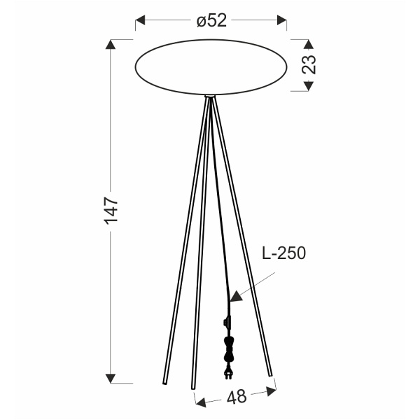 Cafee' Lampa Pod³Ogowa Czarny 1X40W E27 Aba¿Ur 52/23 Mokka Candellux
