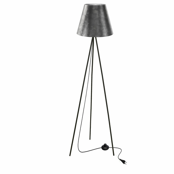Platino Lampa Podłogowa Czarny 1X40W E27 Abażur Srebrny Candellux