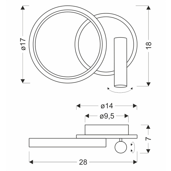 Monet Lampa Kinkiet Koło Czarny 15W Led 4000K Klosz Biały Candellux