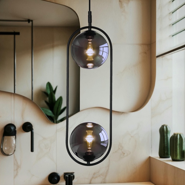 Cordel Zwis 2X28W G9 Czarny, Klosze Grafitowe Candellux