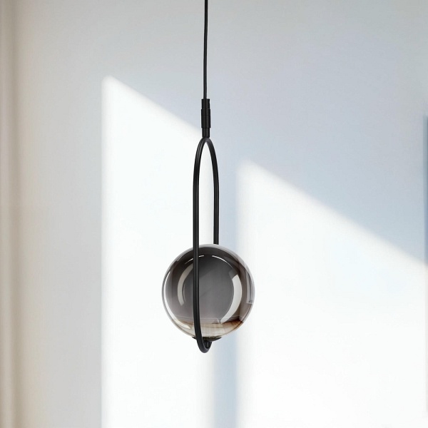 Lampa wisząca Cordel czarna z grafitowym kulką salonu x - Candellux